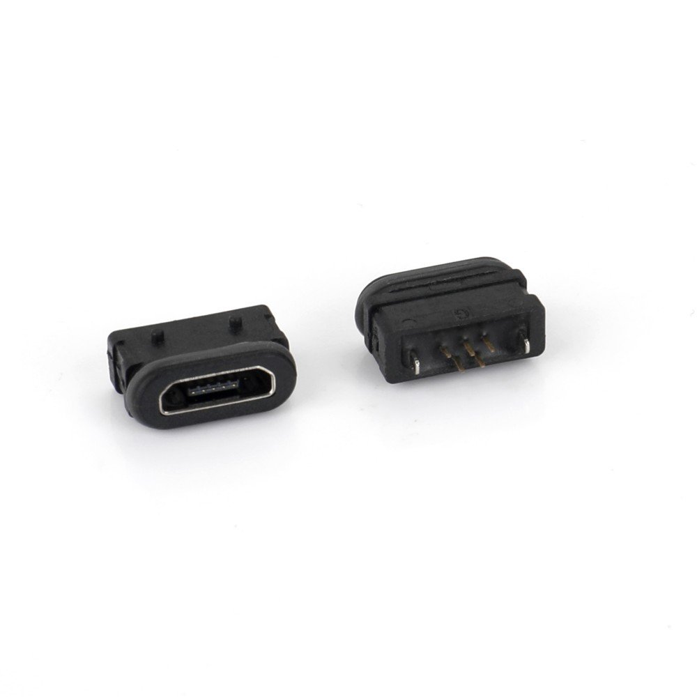 04BS-1611-WP   Micro USB  5F DIP B型 有柱 180度立插 帶防水圈 防水IPX8